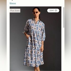 Anthropologie Maeve Bettina Tiered Shirt Dress